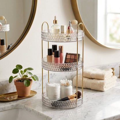 Multi Layer Stackable Acrylic Jewelry Organizer with Rotating Base