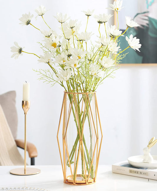 Elegant gold flower vase centerpiece for dining table and event décor