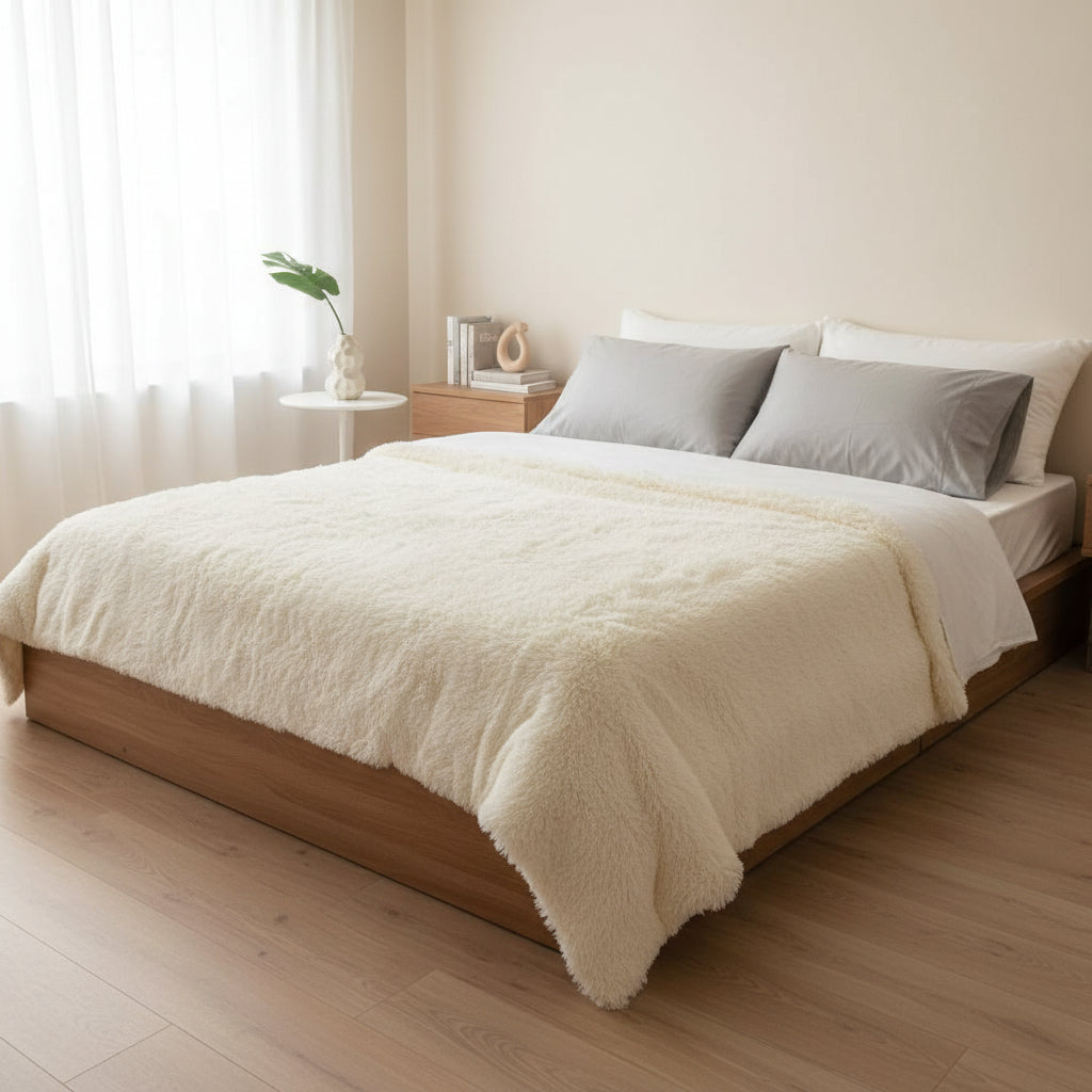 Single velvet plush fluffy fleece duvet available in 4 × 6 and 5 × 6 sizes