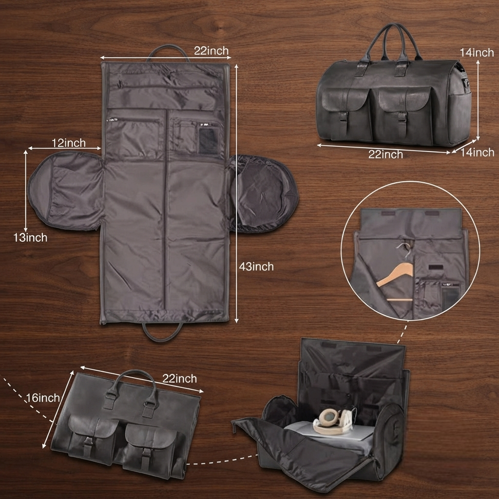 2 in 1 Convertible Garment Duffel Bag
