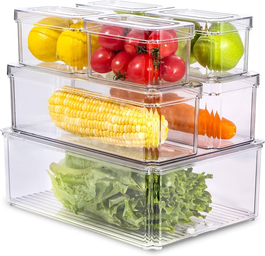 7 Piece Acrylic Stackable Fridge Organiser Set