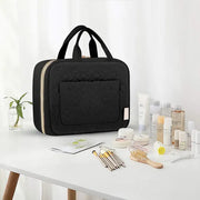 Hanging Large Capacity Travel Toiletry Bag – Black Makeup and Cosmetic Organizer with Hook for Travel and Home Use