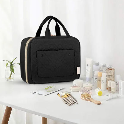 Hanging Large Capacity Travel Toiletry Bag – Black Makeup and Cosmetic Organizer with Hook for Travel and Home Use