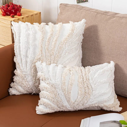 Beige and grey tufted coral decorative cushion cover size 30x50cm