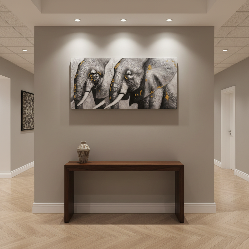 Elephants Oil Painting (140 × 70 × 3.5 cm)