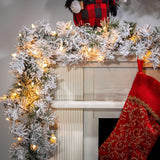 2.5M Snow Flocked Christmas Garland With Lights