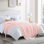 Cashmere knitted throw blanket with tassels, 130×180 cm.