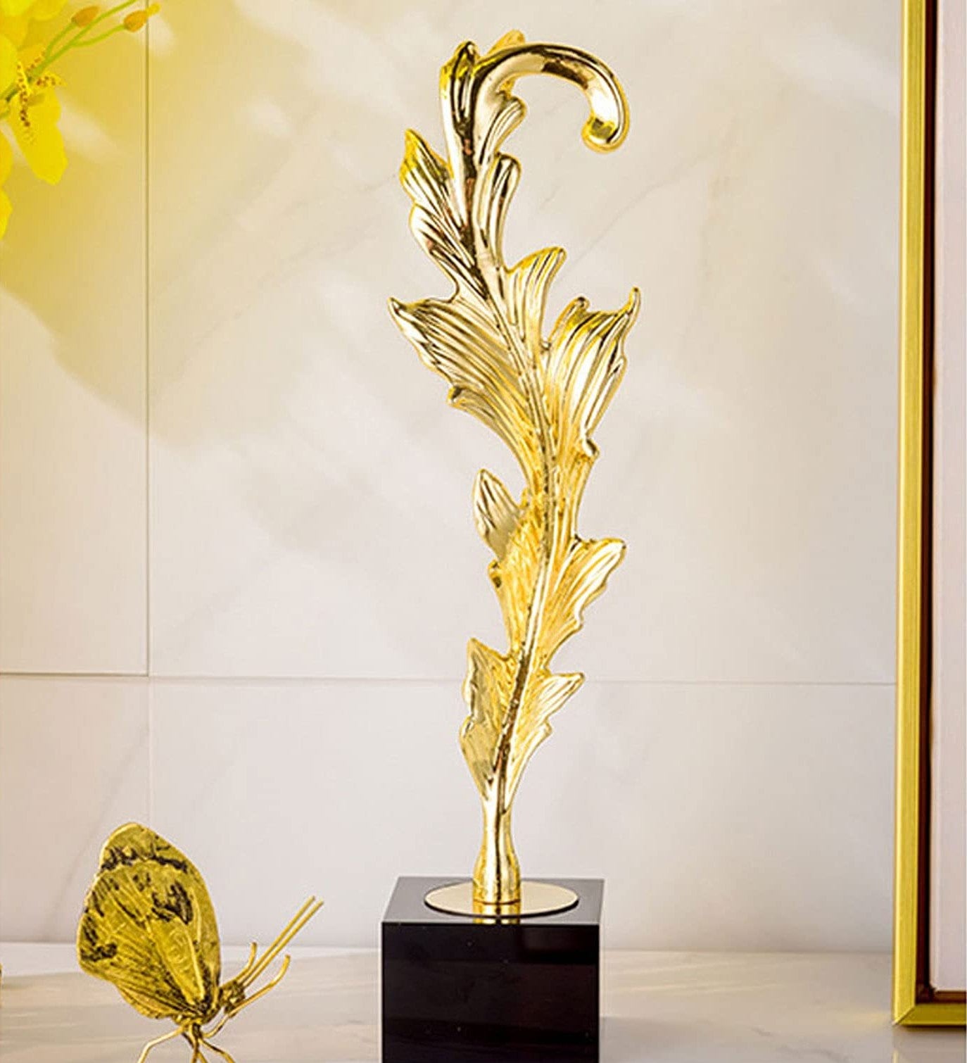 Faris sway leaf decorative sculpture, modern home accent for living room, office, or shelf display. 