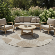 Oriental Weavers Oria Round Abstract Geometric Patchwork Pattern Flat Weave Rug KBORIE214