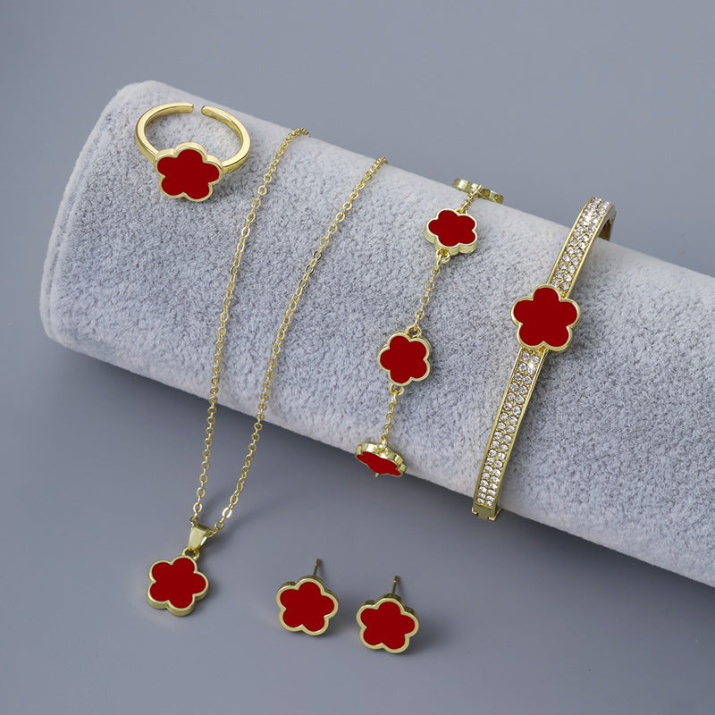 5Pc Floral Ladies Jewellery Set