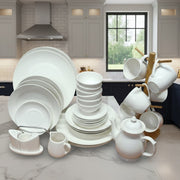 36pcs white ceramic round dinner set