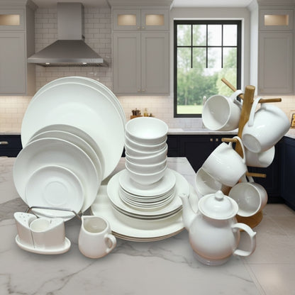 36pcs white ceramic round dinner set
