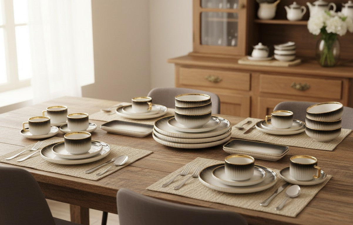 32Pc Elegant European Porcelain Dinner Set