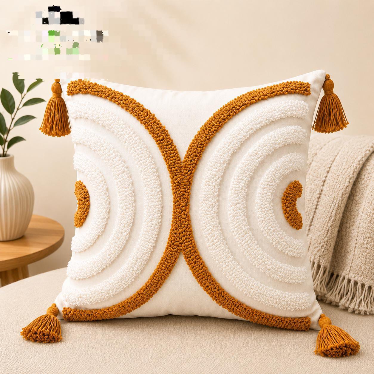 6Pcs Boho Vintage Tufted Throw Pillow Covers with Tassels