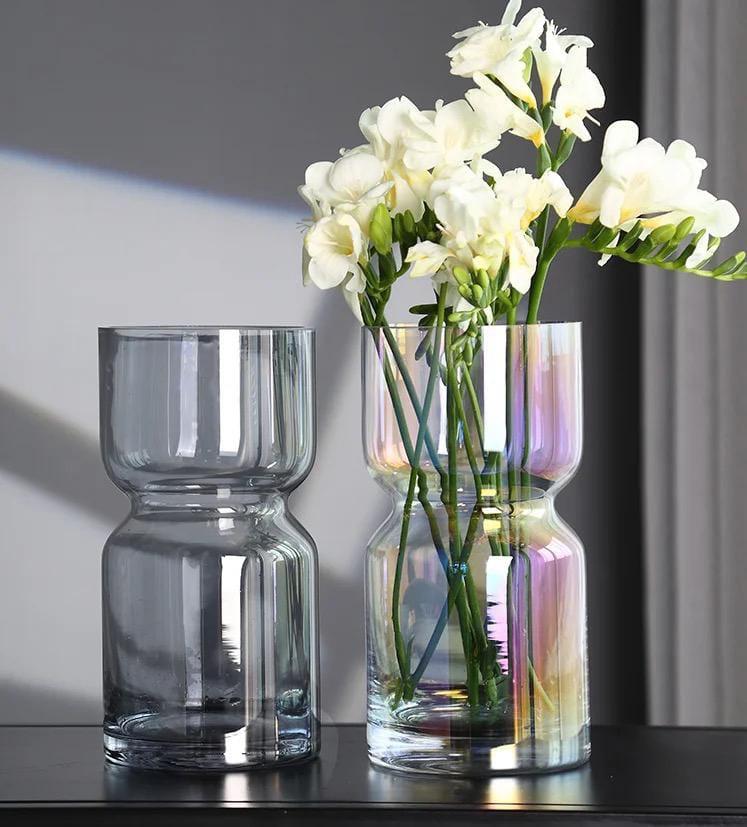 Modern dark glass vase 35cm