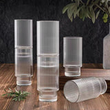 6 Pcs  Ribbed Crystal Glass