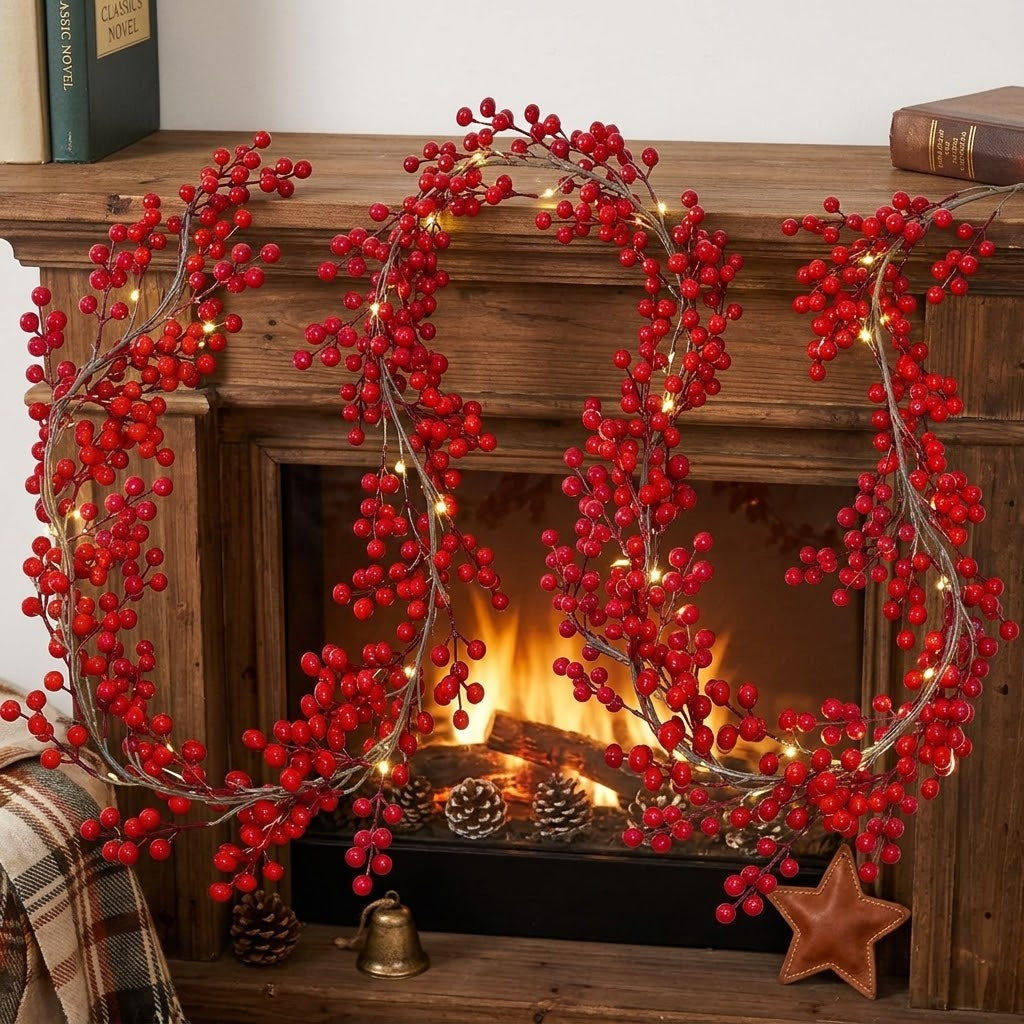 1.8m Artificial Cranberry Vine Christmas Tree Hanging Decoration