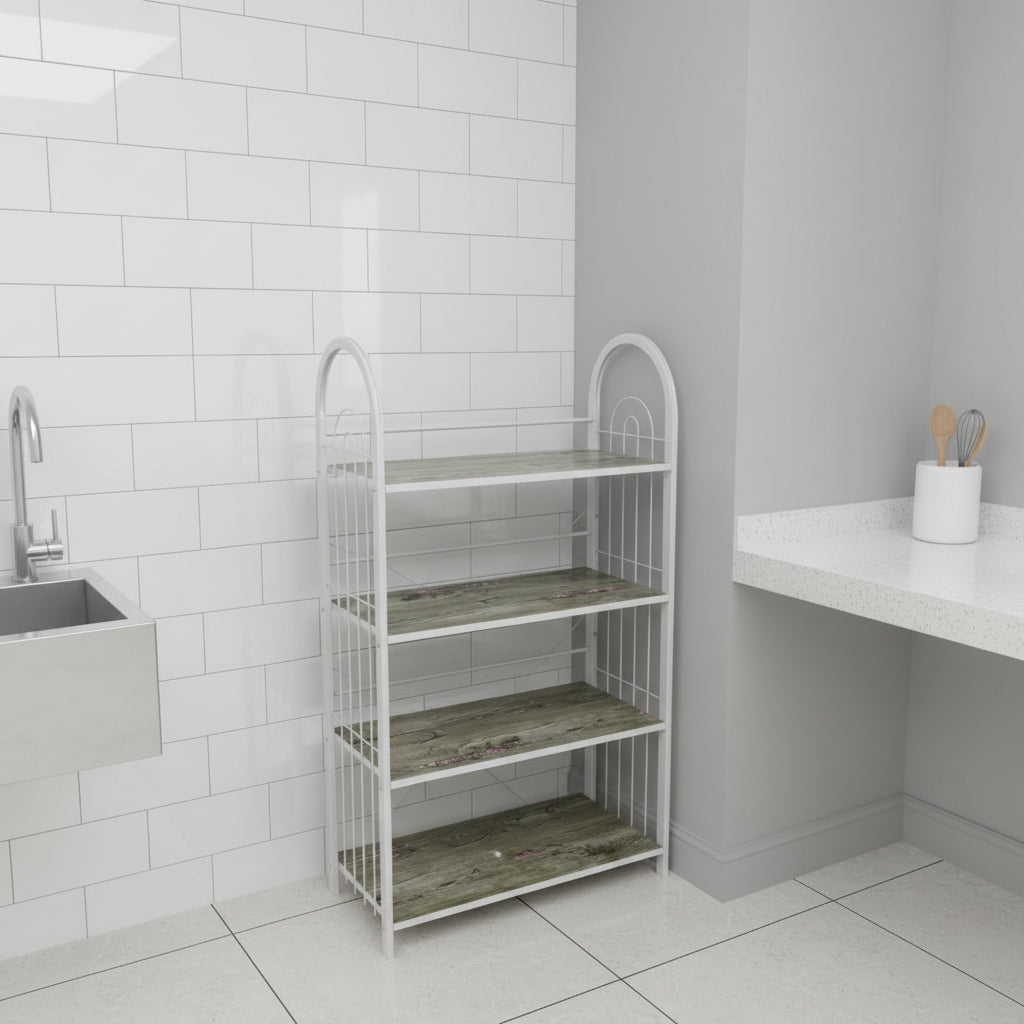 4-Tier Metal Storage Rack With Arched Frame 50×35×104cm