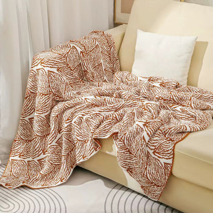 Leaf Pattern Microfiber Throw Blanket