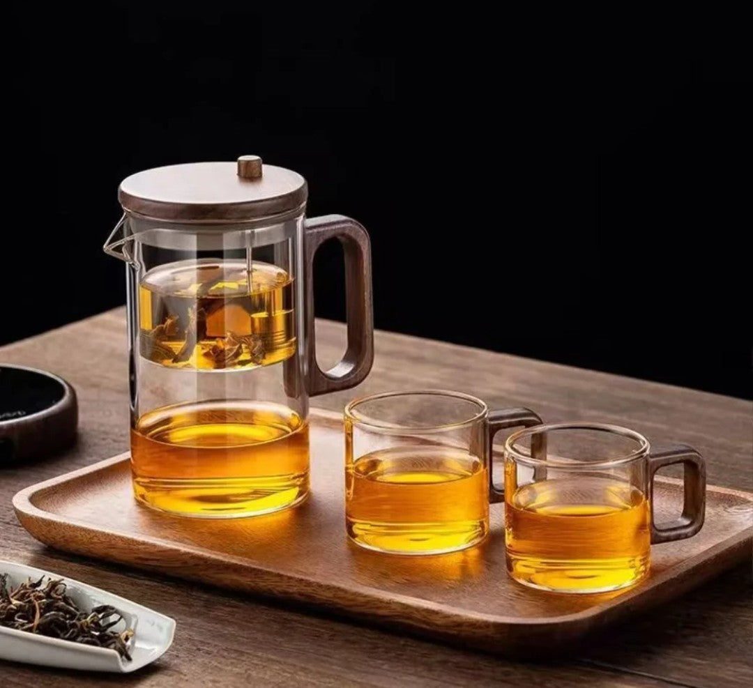 One Press Glass Infuser Teapot