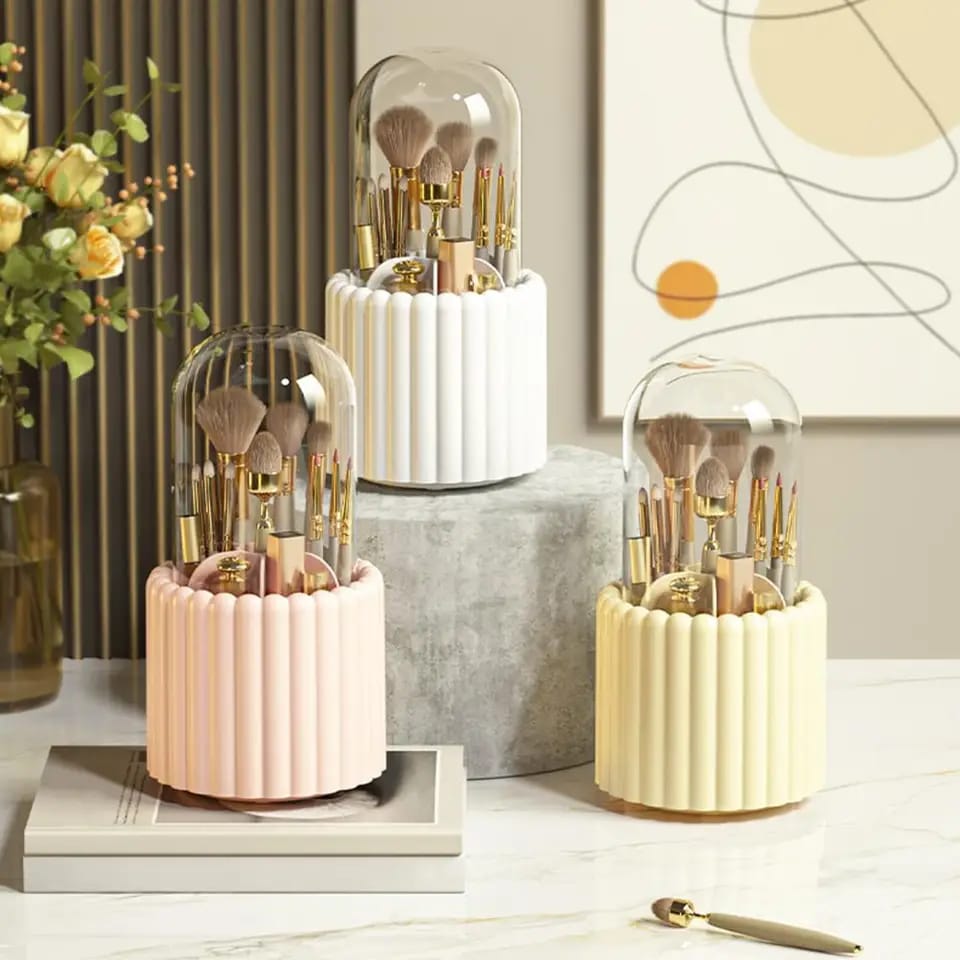 360° Rotating Cosmetic Brush Storage Case