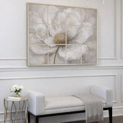 Floral textured wall art set in soft neutral tones measuring 102 × 102 cm for home and office décor