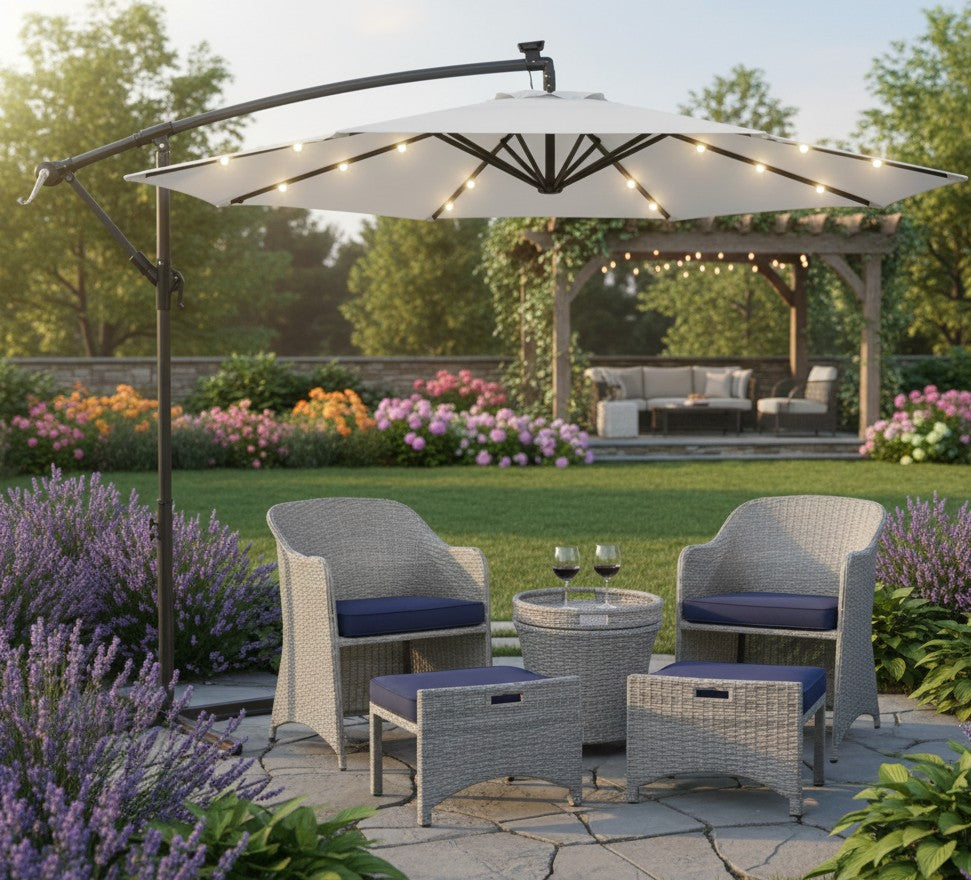 10FT Solar-Powered Patio Umbrella