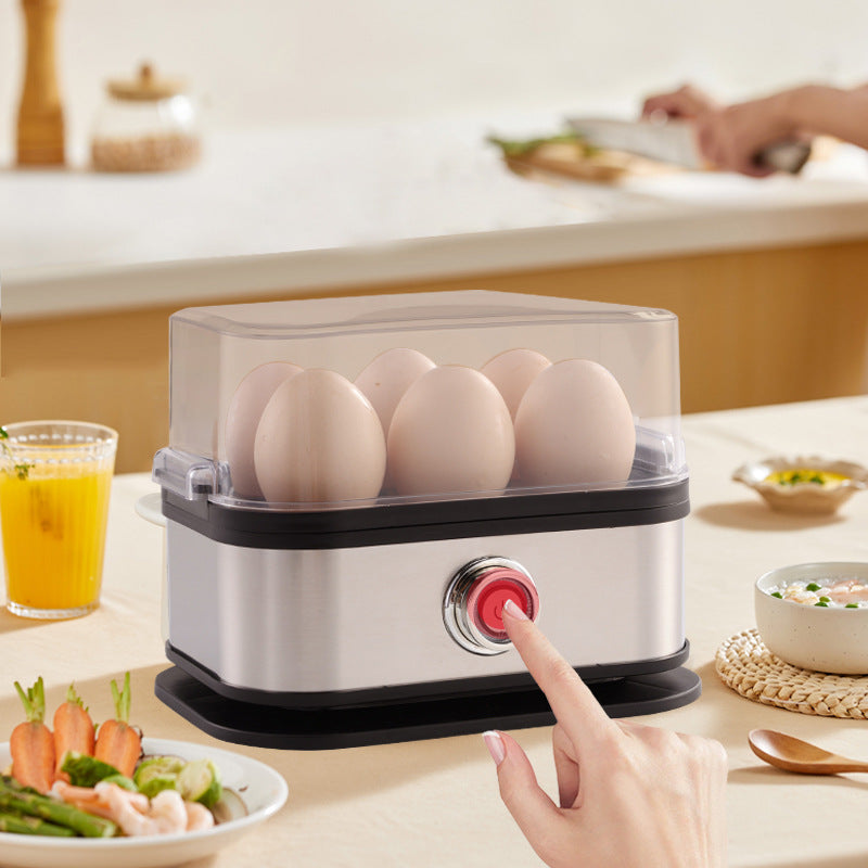 Electric egg cooker with six-egg capacity and steaming function