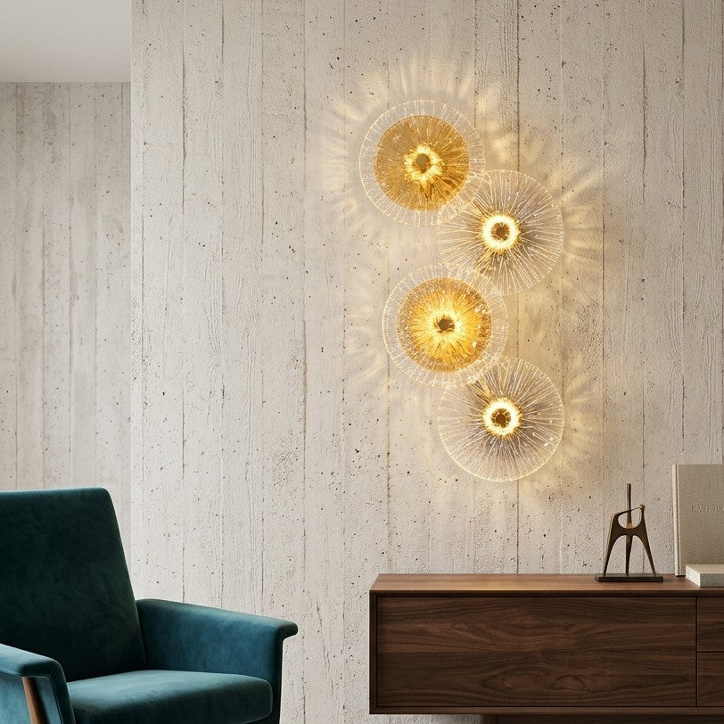 Decorative Wall Mounted Light Fixture with Glass Disc Design