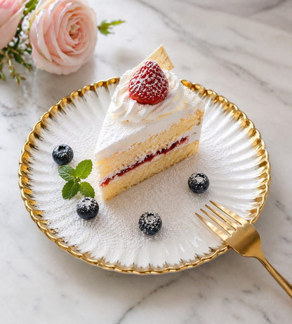 Porcelain Shell Saucer – 6 Inch With Gold Rim