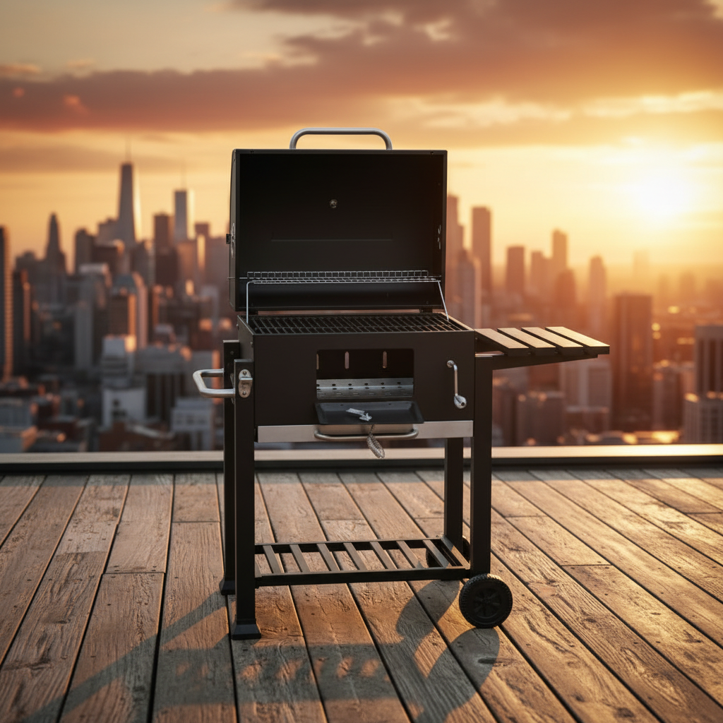 Charcoal BBQ Grill with Side Table