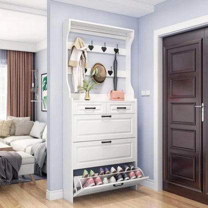 Multi-Function Hallway Shoe Cabinet with Coat Rack