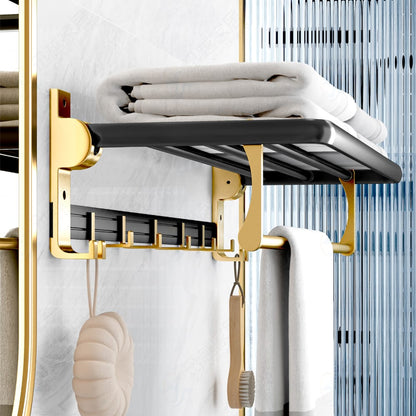 Multifunctional Wall-Mounted Bathroom Towel Rack With Hooks