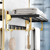 Multifunctional Wall-Mounted Bathroom Towel Rack With Hooks