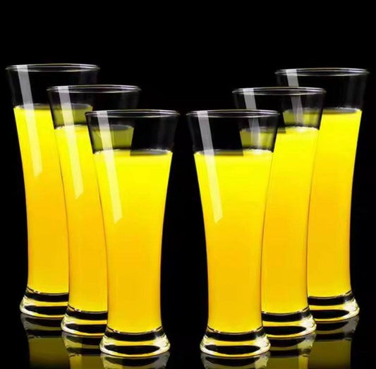 Set of 6 clear beverage glasses with 285ml capacity for water, juice, and cocktails