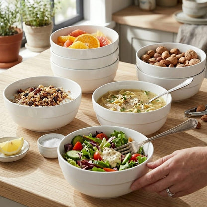 White ceramic stackable soup bowl 4 inch without handle, simple kitchen serving bowl