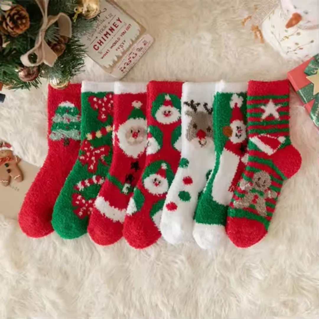 Coral Fleece Christmas Socks