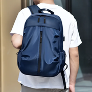 Waterproof Oxford laptop backpack with multiple storage compartments measuring 30 × 15 × 45 cm for work, school, and travel.