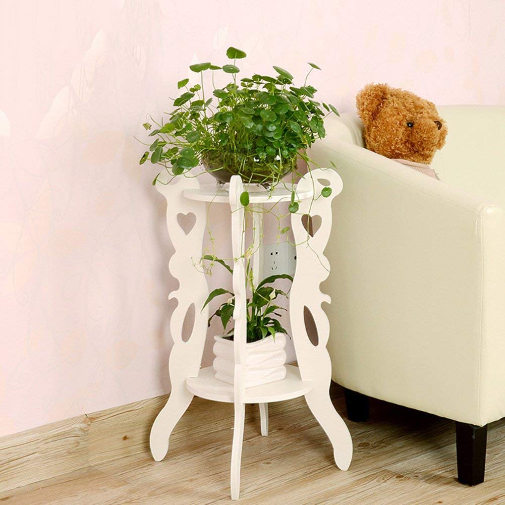 Large 3-legged 2-layer white decor table, 57cm by 35cm.