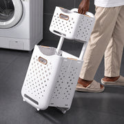 2 Tier Laundry Hamper with Wheels 75 × 34.5 × 26cm
