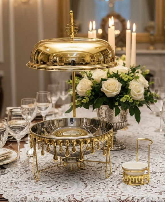8L Gold Round Hanging Chaffing Dish