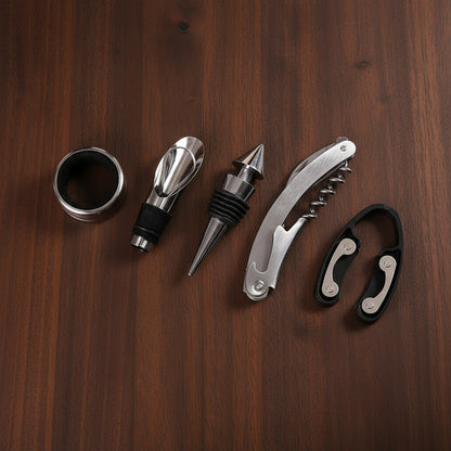 5 Piece Bottle Shaped Wine Opener Gift Set