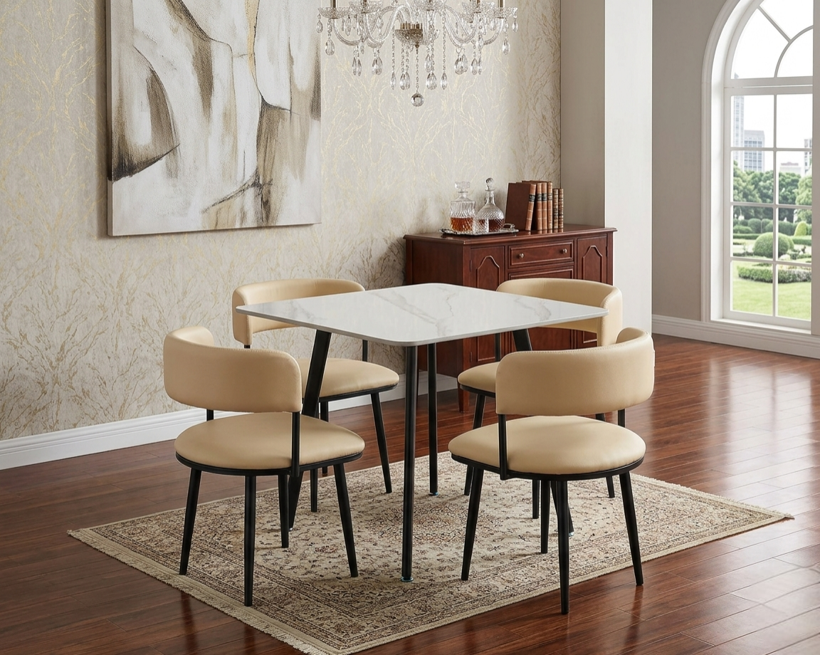 Marble 4 Seater Curved Edge Dining Table