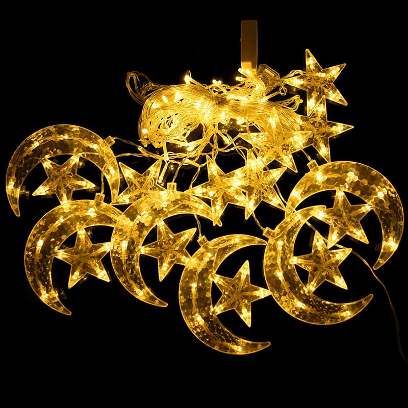 10Pc Star and Moon LED Curtain Garland Lights