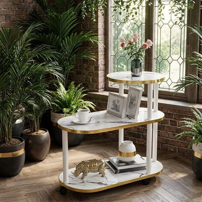 3 Layer Oval Round Top Trolley Rack Table 60×30×67 cm