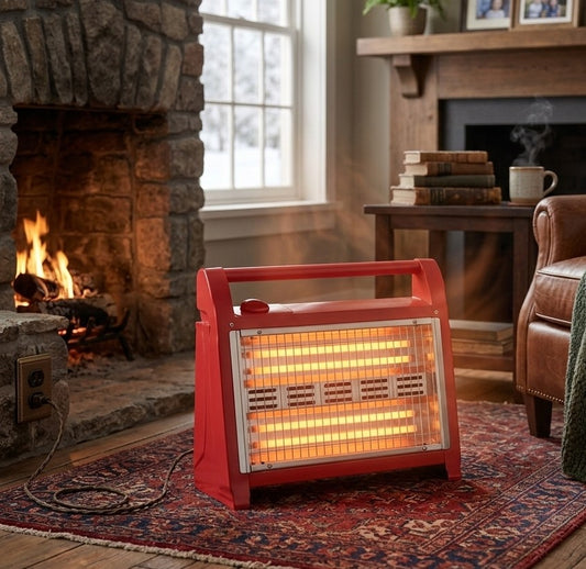 1600W electric infrared quartz heater with fan, humidifier, adjustable thermostat, and overheat protection for room heating