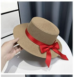 Summer Hats with Belt & Removable Christmas Red Ribbon