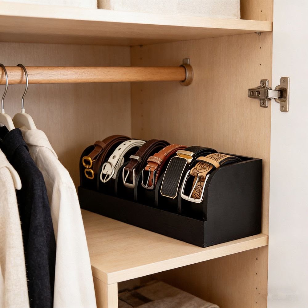 6 Slot Bamboo Belt Organizer