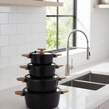 10pc Die Cast Marble Ceramic Cookware