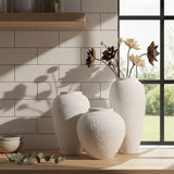 3Pc White Ceramic Decor Vases